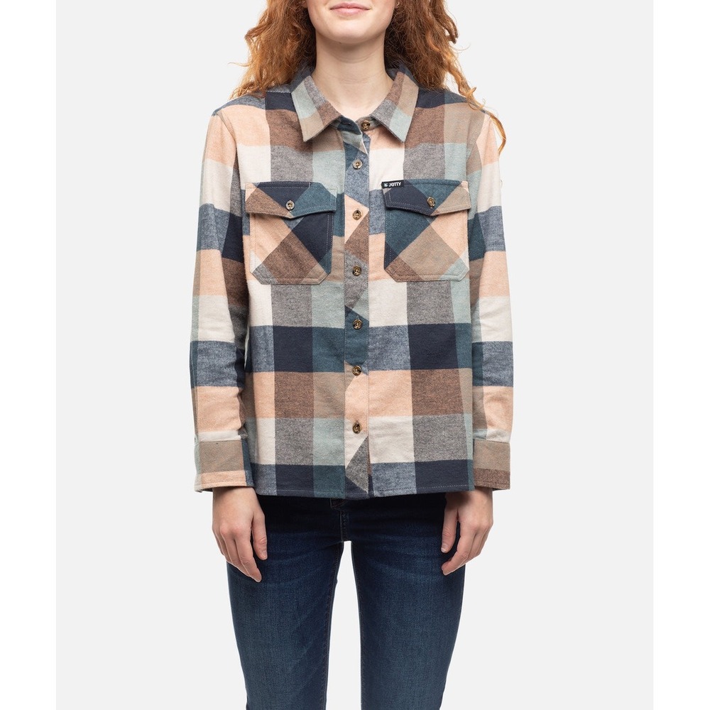 Jetty Women's Snap Front Shirt Flannel Long Sleeve Plaid Multicolor XS